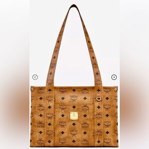MCM Tan Aren Visetos Shoulder Bag